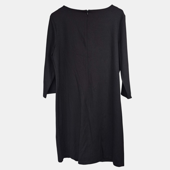 Chicos Womens Sz 2 (L/12) Black Bridget Diamond Dress Midi Diamond Cut Sleeves - Picture 5 of 13